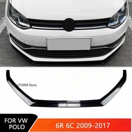 Glossy Black Car Front Bumper Spoiler Body Kit Diffuser For VW Polo 6R 6C 2009-2017 Front Lip Chin S