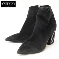 Sergio Roshi A85401 麂皮尖頭鑲鑽粗跟鞋，38碼