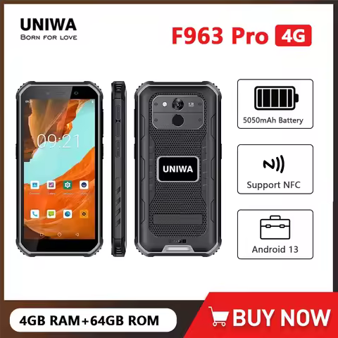 UNIWA F963 Pro 5.5 Inch Outdoor IP68 Waterproof Smartphone Android 13 4GB+64GB 5050mAh Fingerprint U