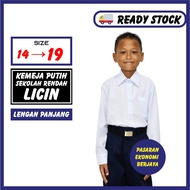 KEMEJA SEK.RENDAH LENGAN PANJANG KOSHIBO LICIN/ PRIMARY WHITE LONG SLEEVE SCHOOL SHIRT BAJU UNIFORM 