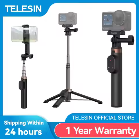 TELESIN Remote Control Wireless Bluetooth Selfie Stick Tripod For DJI OSMO Action 4 5pro 6 360 Gopro
