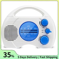 Portable Radio 4-Level Shower Waterproof Radio AM FM Mini Radio Bathroom Radio with Plug-in Card