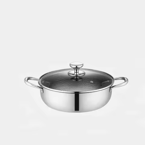 410 Stainless Steel Soup Pot Wok Honeycomb Nonstick Pot Household With Lid Cookware Hot Pot Inductio