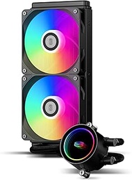 PCCOOLER CPS DA240 ARGB AIO Liquid Cooler, 240mm CPU Cooler with Dual ARGB Fans, 10.91"L x 9.45"W x 