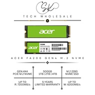 [SK TECH] ACER FA200 M.2 NVME 500GB | 1TB | 2TB | 4TB GEN 4 SSD SOLID STATE DRIVE 5-YEARS LIMITED WA