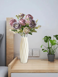 1入組塑膠花瓶，適用於客廳、辦公室、陽臺，裝飾花瓶適用於咖啡桌、餐桌、臥室桌面，創意花器，適用於鮮花與乾花