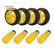 4PCS DC Electric Motor + Plastic TT Motor Tire Wheel Dual Shaft Gear Motor TT   for  Smart Car