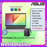 Asus VivoBook 14 M413D-AEK253TS 14'' FHD Laptop Dreamy White ( Ryzen 3 3250U, 4GB, 512GB SSD, ATI, W10, HS )