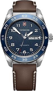 Swiss Army Quartz Blue Dial Brown Leather Strap Watch 42mm - 242040