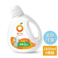 【橘子工坊】 天然無香精制菌洗衣精-去味除臭(1800ml) X6瓶
