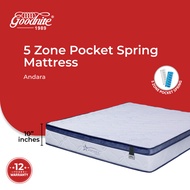 Goodnite Andara 5 Zone Pocket Spring 10inch Thickness Mattress with Single/ Super Single/ Queen/ King