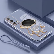 Soft Case Oppo A54 A74 A95 4G Astronaut Plating Folding Stand Casing Free Mobile Phone Lanyard Strap