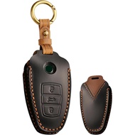 Leather Key Fob Case Fit for VW Touareg Key Fob Cover with Keychain Key Shell Holder Car Accessories