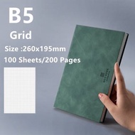 A5 B5 A4 Soft Leather Cover Grid Notebook Waterproof Thicken Paper 100gsm