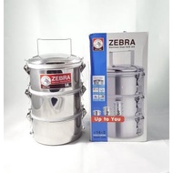 [CNY 2024] [TeoHin] Zebra SUS304 Stainless Steel SMART LOCK Food Carrier 14x3 , Tiffin, 3 tiers 14cm,