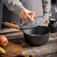 Cast Iron Milk Pot 17cm Pig Iron Old-Fashioned Noodle Cooking Soup Pot Frying Dual-Purpose Pot Induction Cooker Gas Stove Universal