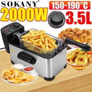 3.5L 2000W Electric Deep Fryer Stainless Steel French Fries Chicken Frying Machine Multifunction Kit