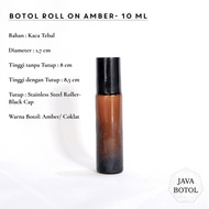 Botol Roll On Amber 10 mL (Stainless Steel Roller) Kaca Tebal
