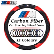 BMW M Universal Car Steering Wheel Cover Carbon Fiber Non-slip No Inner Circle Steering Wheel Cover 