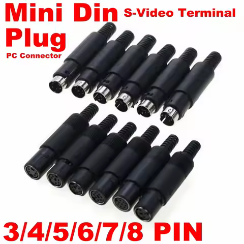 1pcs S-Video Mini DIN Plug Socket Connector 3/4/5/6/7/8 PIN Chassis Cable Mount Male Female 3-8Pin