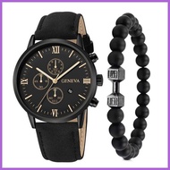 ⚽︎ ❃ ♠ Geneva Men's Watch Fashion Vacation Three Eyes Roman Scale Quartz Watch Men's Belt Wrist Wat