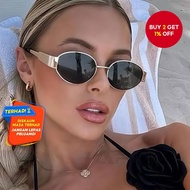 Retro Punk Oval Sunglasses UV Protection Metal Frame For Men Women Summer Adventure Y2K Aesthetic