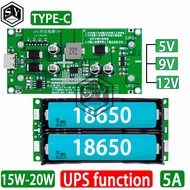 Type-C 15W 3A 18650 Lithium Battery Charger Module DC-DC Step Up Booster UPS Power Supply / Converte
