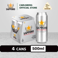 Sapporo Beer Can Lager Beer 5.0% Alcohol (500ml x 4)