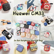 READY STOCK For Huawei CM33 In-Ear Earphone Cool Tide Cartoon Series Data Cable Earphone Bag