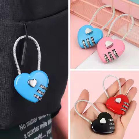 1Pc Heart Shape Padlock 3 Dial Digit Password Lock Luggage Password Padlock Double Mood Love Lock Tr