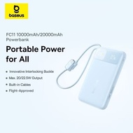 Baseus 20000mAh Compact Portable Charger 45W, CCC Certified PowerBank Built-in USB-C Cables, Fast Ch