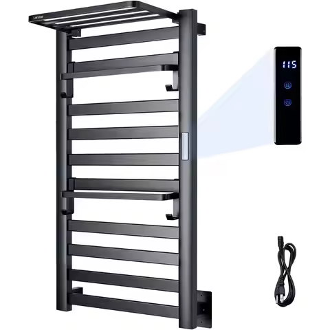 2 in 1 Towel Warmer Rack & Towel Rack Wall,10 Bars Electric Wall Mounted Heated Towel Racks for Bath