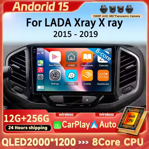 12+256GB For LADA Xray X ray 2015 - 2019 4G WIFI Android 15 Car Radio Carplay Auto Multimedia Stereo
