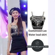 Boutique 2024 Clothes Korea IVE Zhang Yuanying Playing Songs Same Style Rhinestone Heavy Handmade Sl