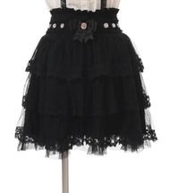 Lizlisa สไตล์ญี่ปุ่นผีเสื้อปมครึ่งกระโปรงหวานชั้นตาข่ายกระโปรงผู้หญิงเดิมซื้อเดี่ยว