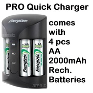 Energizer CHPRO Battery Charger Pro for AA &amp; AAA Battery w/ FREE 4 pcs. AA Rechargeable Batteries
