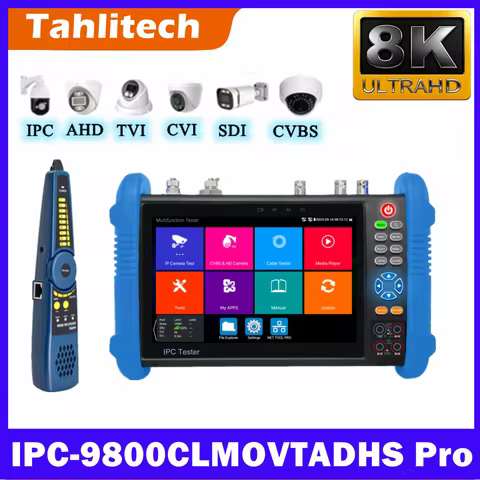 8K CCTV Tester IPC-9800CLMOVTADHS 8MP HD AHD TVI CVI SDI IP Tester 7-inch Touch Screen Monitor 8K Vi