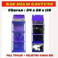 Rak Helm 4 tingkat alas pakai triplek kokoh plastik / RAK HELM JUMBO / RAK HELM ORI