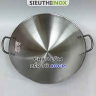 Concave stainless steel stir-fry pan for induction cooker, diameter 40cm