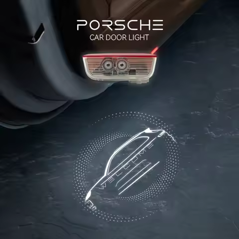 2pcs Car Door Light For Cayenne Macan 718 991 Turbo GTS Cayman Boxster Dual lens dynamic HD LED Lamp