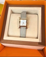 Hermes 珍珠灰鑽石玫瑰金扣手錶 21x21mm