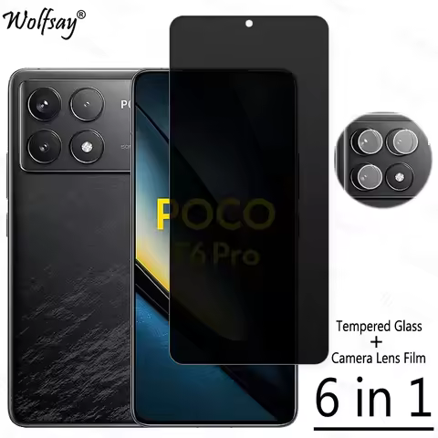 Privacy Screen Protector For Xiaomi Poco F6 Pro Anti-Spy Tempered Glass For Poco F6 M6 X6 Pro Camera