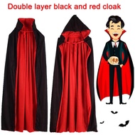 Halloween Vampire Cloak Hooded Cape For Adult And Kids Reversible Black And Cosplay Red Costume