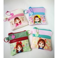 Happy wallet 2-Zip Corrugated Decorated With Printed Fabric