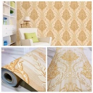 Wallpaper Dinding Krem Batik Mewah Elegan Premium Kekinian Ruang Tamu