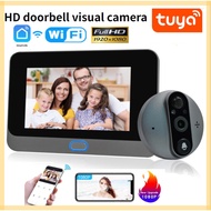 Tuya 1080p Wifi Door Bell Eye Camera 4.3 inch Monitor 120° Peephole Viewer Cat Eye Camera Doorbell Night Vision