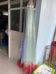 Lưới đánh cá Lưới 3 màng Cao 15 mesh Lưới chì nặng chìm viền đỏ Dài 90/100m - 45/50 mesh Fhishing Bắ