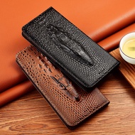 Crocodile Head Genuine Leather Case For XiaoMi Black Shark 1 2 3 3s 4 4s Pro Magnetic Wallet Flip Cover