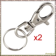 [S D K G] Silver Tone Metal Trigger Lobster Clasp Key Chain Keyring 2 Pcs