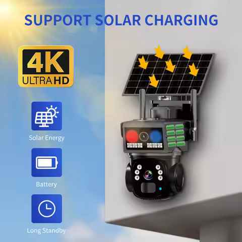 V380 Pro Outdoor WiFi Solar Security Camera-4K,Dual Lens,Waterproof Protection,PIR, Human Detection,